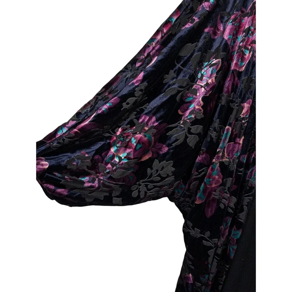 Chelsea & Theodore Floral Velvet Cocoon Kimono Cardigan Size L